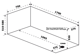 Акриловая ванна Bas Толедо 170x75 см